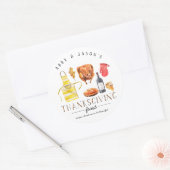 Turkije Wijn & Taart | Friendsgiving Thanksgiving Ronde Sticker (Envelop)