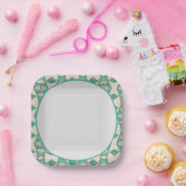 Turkiose met wit papieren bordje (Feest)