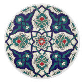 Turkis Blue Ceramic Floral Keramische Knop (Voorkant)