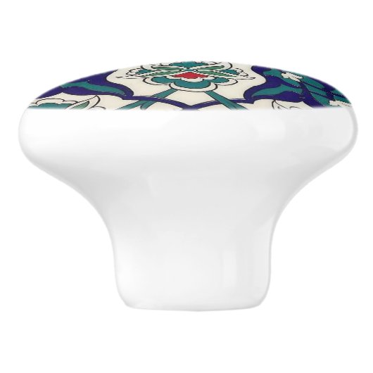 Turkis Blue Ceramic Floral Keramische Knop (Zijkant)