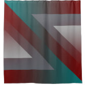 türkis bordeauxgrijs driehoek douchegordijn (Voorkant)