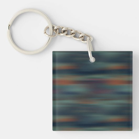 türkis en rode strepen abstract sleutelhanger (voorkant)