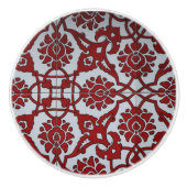 Turkis Red Ceramic Floral. Keramische Knop (Voorkant)