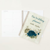 türkisblauwe beige bloemige bruiloft planner (Display)
