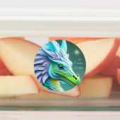Türkiser Drache, fantasievolle Digital Art Labels (Aangebracht)