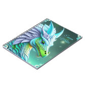 Türkiser Drache, fantasievolle Digital Art Notitieboek (Linkerzijde)