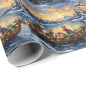 Turkish Angora Cat Christmas Boat Holiday Cadeaupapier (Rol Hoek)