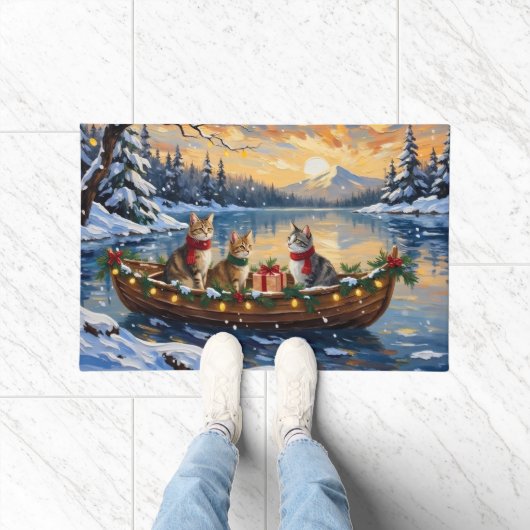 Turkish Angora Cat Christmas Boat Holiday Deurmat (Binnen)