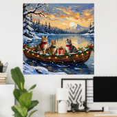 Turkish Angora Cat Christmas Boat Holiday Poster (Thuiskantoor)