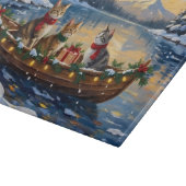 Turkish Angora Cat Christmas Boat Holiday Snijplank (Hoek)