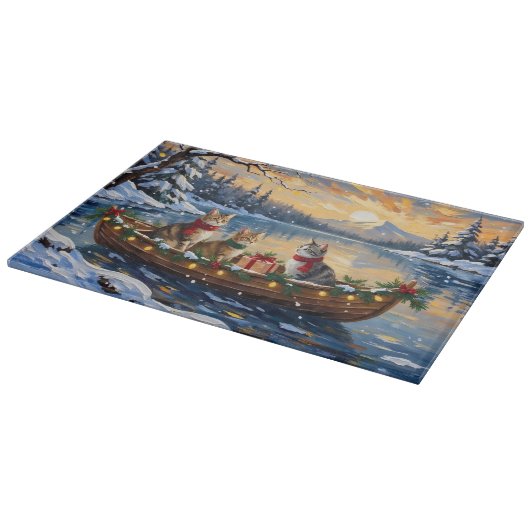 Turkish Angora Cat Christmas Boat Holiday Snijplank (Hoek)