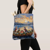 Turkish Angora Cat Christmas Boat Holiday Tote Bag (Dichtbij)