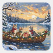 Turkish Angora Cat Christmas Boat Holiday Vierkante Sticker (Voorkant)