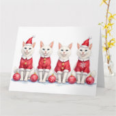 Turkish Angora Cat Christmas Dress Santa Hat Kaart (Gele Bloem)