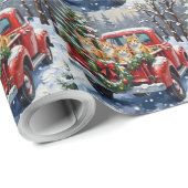 Turkish Angora Cat Christmas Red Truck Holiday Cadeaupapier (Rol Hoek)