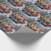 Turkish Angora Cat Christmas Red Truck Holiday Cadeaupapier (Hoek)