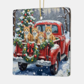 Turkish Angora Cat Christmas Red Truck Holiday Keramisch Ornament (Links)