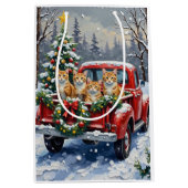 Turkish Angora Cat Christmas Red Truck Holiday Medium Cadeauzakje (Voorkant)