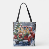 Turkish Angora Cat Christmas Red Truck Holiday Tote Bag (Achterkant)
