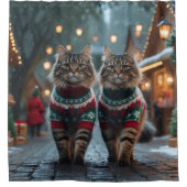 Turkish Angora Cats Christmas Snow Holiday Douchegordijn (Voorkant)