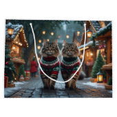 Turkish Angora Cats Christmas Snow Holiday Groot Cadeauzakje (Achterkant)