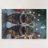 Turkish Angora Cats Christmas Snow Holiday Legpuzzel (Horizontaal)