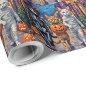 Turkish Angora Cats In Halloween Costumes Cadeaupapier (Rol Hoek)