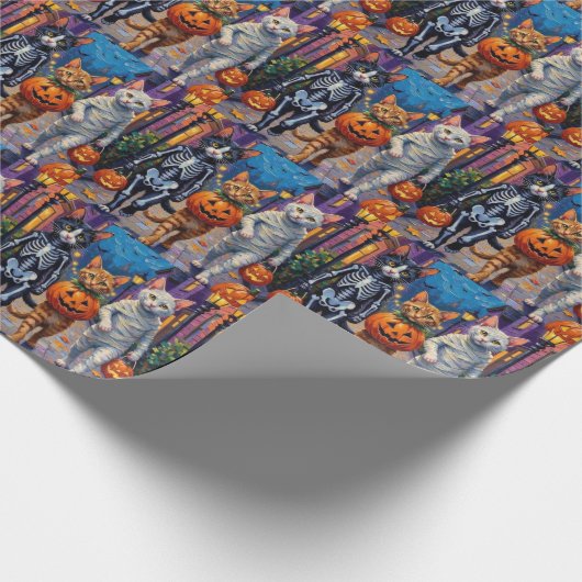 Turkish Angora Cats In Halloween Costumes Cadeaupapier (Hoek)