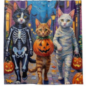 Turkish Angora Cats In Halloween Costumes Douchegordijn (Voorkant)