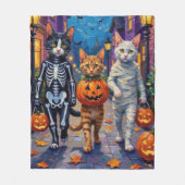 Turkish Angora Cats In Halloween Costumes Fleece Deken (Voorkant)
