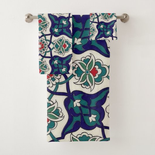 Turkish Blue Keramische Bloem Bad Handdoek (Insitu)