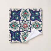 Turkish Blue Keramische Bloem Bad Handdoek (Wasdoekje)
