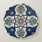 Turkish Blue Keramische Bloem Rond Kussen (Achterkant)