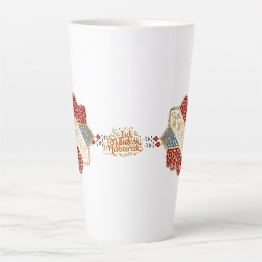 Turkish design elegant Eid Mubarak Latte Mok (Voorkant)