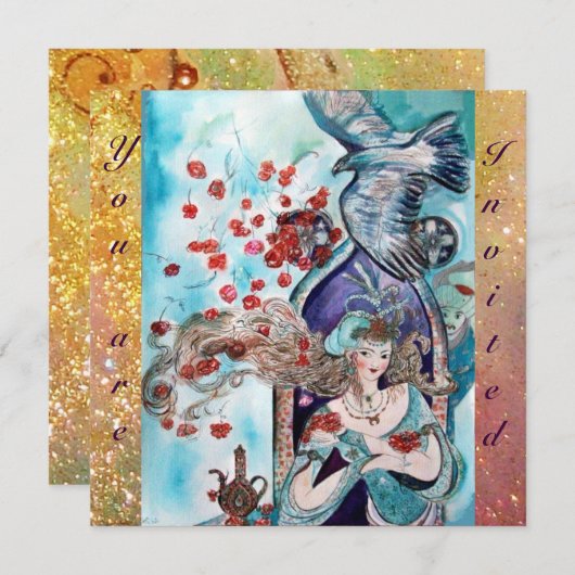 TURKISH FAIRY TALE, heldere rode blauwe vonk Kaart (Voorkant / Achterkant)