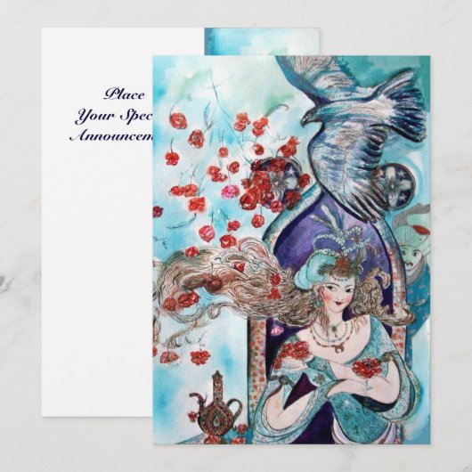 TURKISH FAIRY TALE, heldere rode blauwe witte spar Aankondiging (Voorkant / Achterkant)