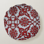 Turkish Rood Keramisch Bloemmotief Rond Kussen (Achterkant)