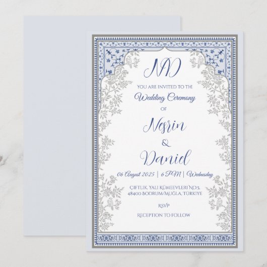 Turkish Royal Theme Wedding Invitation Kaart (Voorkant / Achterkant)