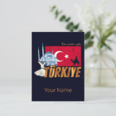 Türkiye Istanboel  Vlag Turkije Souvenir Feestdagenkaart (Staand voorkant)