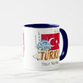 Türkiye Istanboel  Vlag Turkije Souvenir Mok (Voorkant rechts)