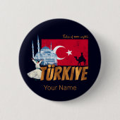 Türkiye Istanboel Vlag Turkije Souvenir Ronde Button 5,7 Cm (Voorkant)