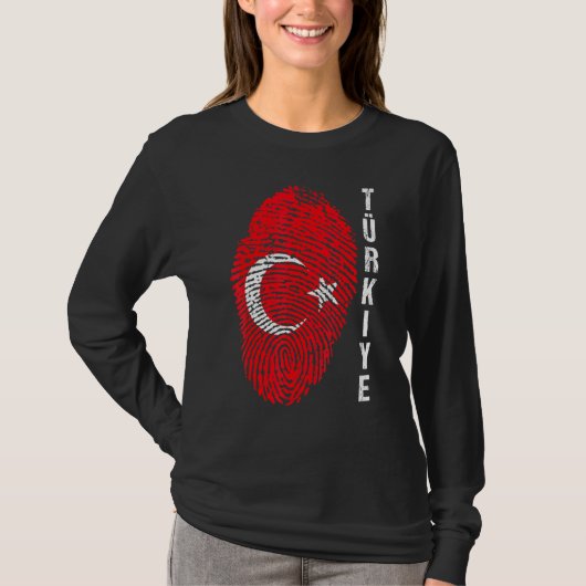 Turkiye National Flag Fingerprint Bayragi H T-shirt (Voorkant)