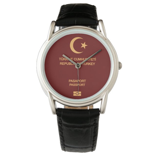 Turkiye passport wristwatch horloge (Voorkant)