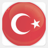 Turkiye Round Icon Flag Vierkante Sticker (Voorkant)