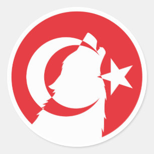 Türkiye Wolf Turkse nationale dierenvlag Ronde Sticker