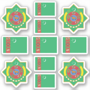 Turkmeense nationale symbolen/wapenschild en vlag sticker