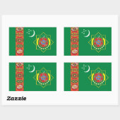 Turkmeense vlag & embleem, vlag van Turkmenistan Rechthoekige Sticker (Vel)