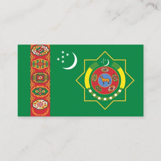 Turkmeense vlag & embleem, vlag van Turkmenistan Visitekaartje (Voorkant)