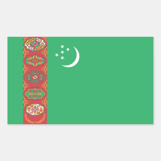 Turkmeense vlag rechthoekige sticker (Voorkant)