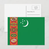 Turkmeense vlag, vlag van Turkmenistan Briefkaart (Voorkant / Achterkant)